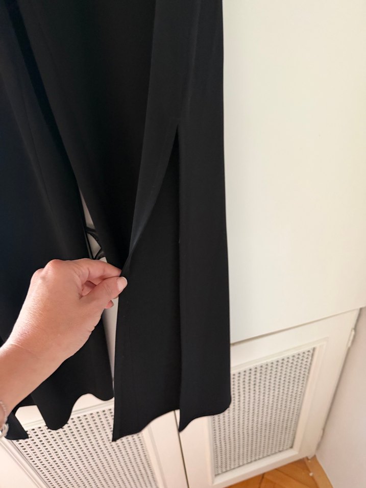 Siyah Kadın Salaş bol paça Kumaş Pantolon - Görsel 4