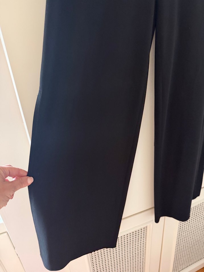 Siyah Kadın Salaş bol paça Kumaş Pantolon - Görsel 5