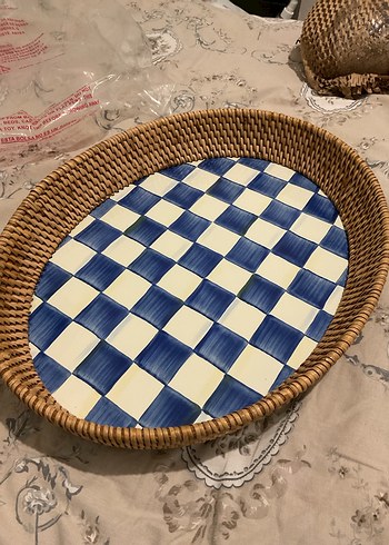 MacKenzie-childs mavi damalı tepsi - Görsel 2