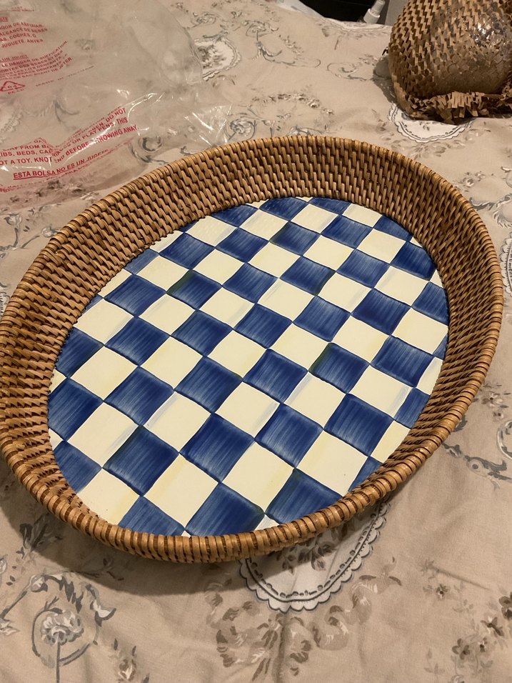 MacKenzie-childs mavi damalı tepsi - Görsel 2