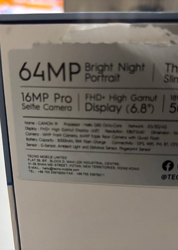 Siyah CAMON 19 Android Telefon - Görsel 5