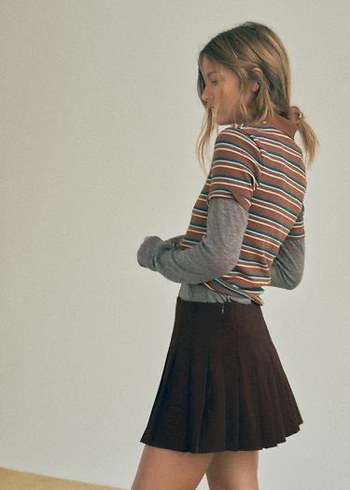 Zara Zara Şortlu Pileli Mini Etek