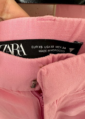 xs Beden Pembe Keten Kadın Pantolon Zara