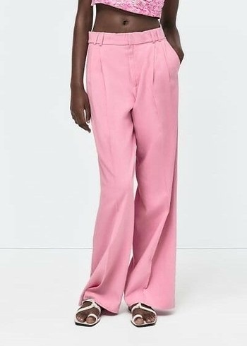 Pembe Keten Kadın Pantolon Zara
