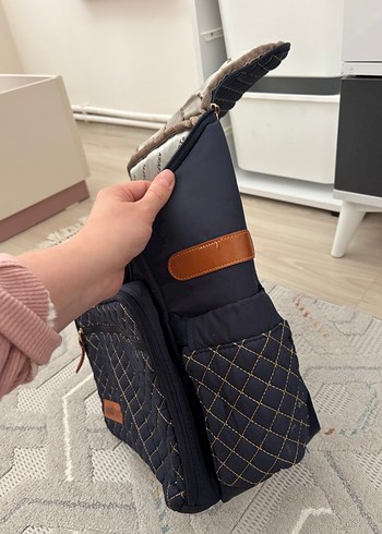 Kraft Kareli Lacivert Bebek Çantası
