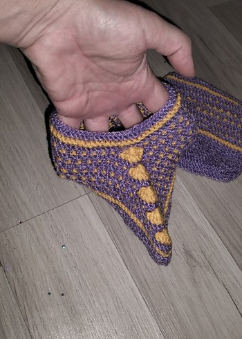 Renkli Nakışlı Erkek Örgü Ev Botu - Görsel 3