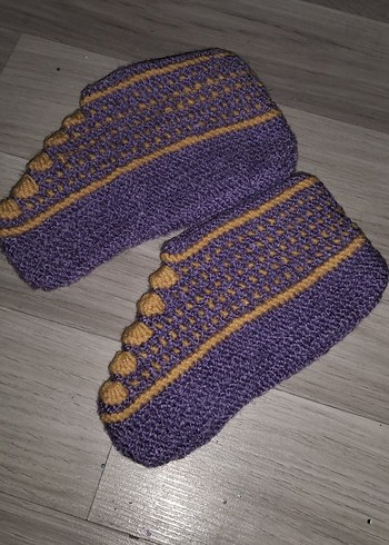 Renkli Nakışlı Erkek Örgü Ev Botu - Görsel 2