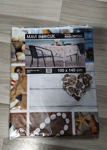 Mavi Boncuk Baskılı Kahverengi Masa Örtüsü 100x140cm