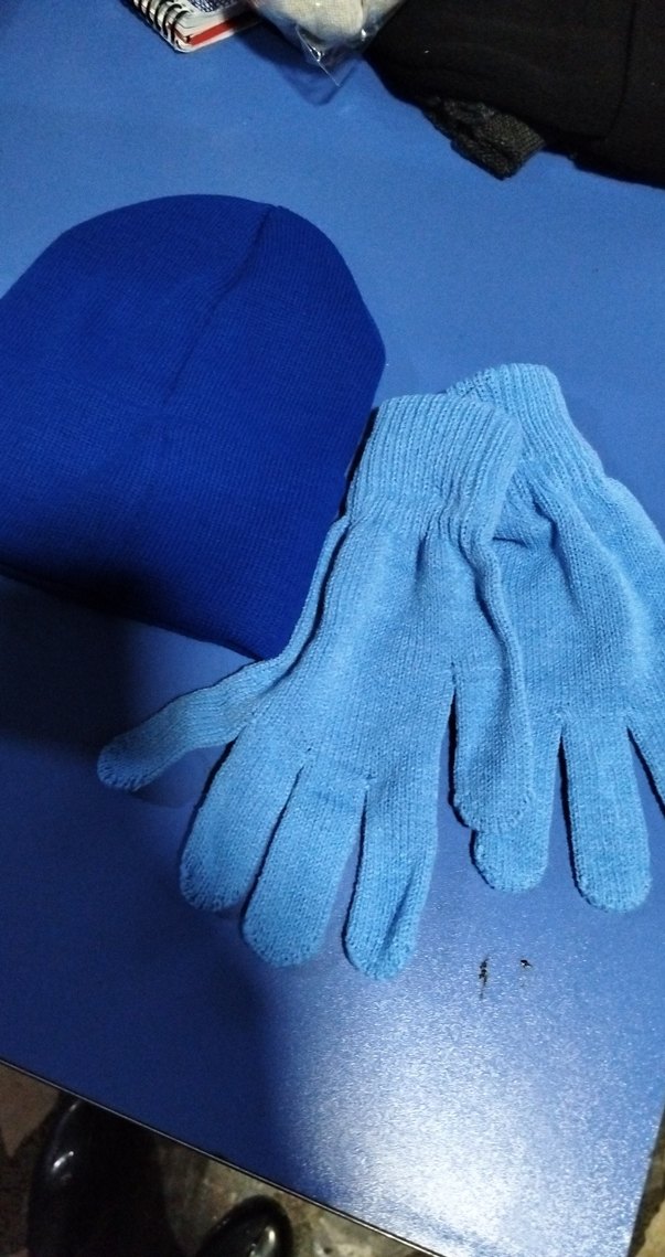 Mavi Erkek Çocuk Triko Eldiven ve Bere Seti - Görsel 2