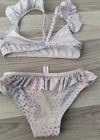 5 Yaş Beden beyaz Renk Beyaz Puantiyeli Kız Çocuk Bikini