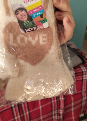 Pembe Baskılı Örgü Kız Eldiveni - Görsel 7