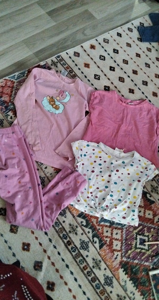 Kız Çocuk Çok Renkli Puantiyeli Kısa Kollu Tişört - Görsel 3