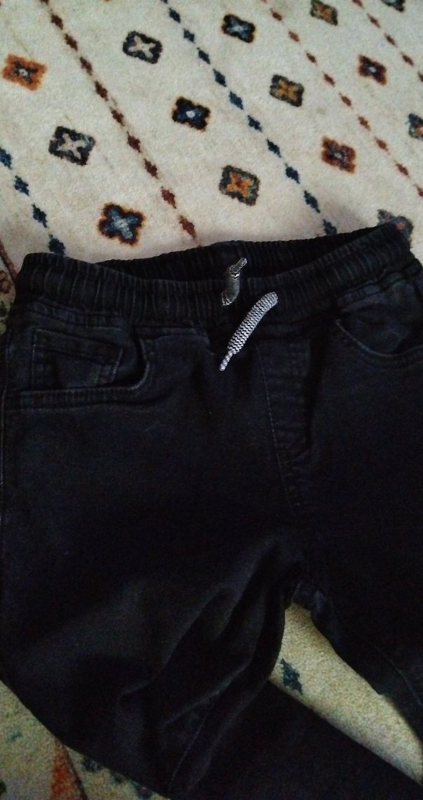 Siyah Erkek Çocuk Bol Kesim Kot Pantolon - Görsel 2