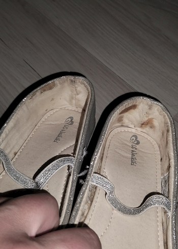 33 Beden gri Renk Kız Çocuk Gri Simli Babet Ayakkabı