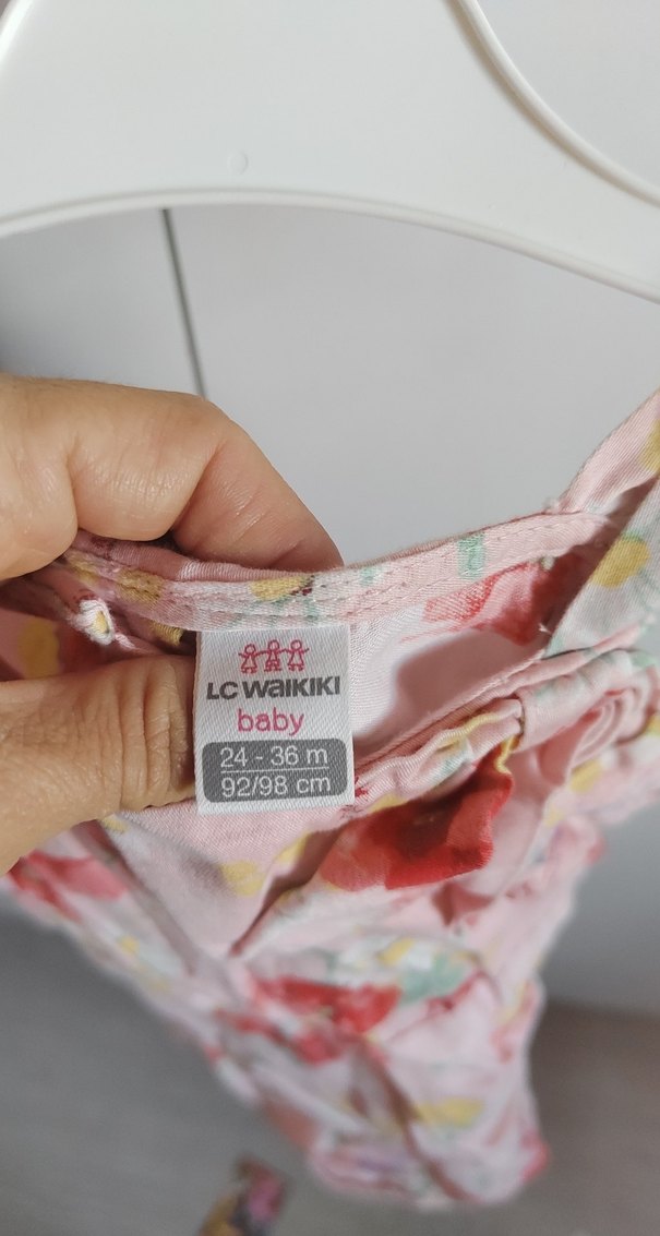 Pembe Çiçekli Askılı Kız Elbisesi - Görsel 2