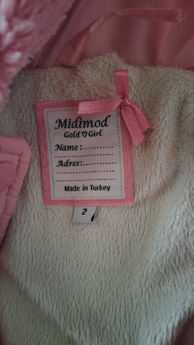 Kız Çocuk Pembe Kapüşonlu Peluş Mont - Görsel 2