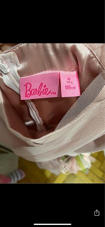 6 Yaş Beden Barbie pembe çocuk elbisesi