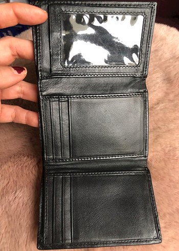 Üç gözlü Siyah Erkek Deri Cüzdan - Görsel 3