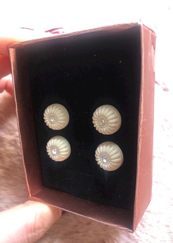 4lü Beyaz taşlı vintage düğme - Görsel 3