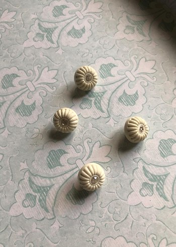 4lü Beyaz taşlı vintage düğme - Görsel 5