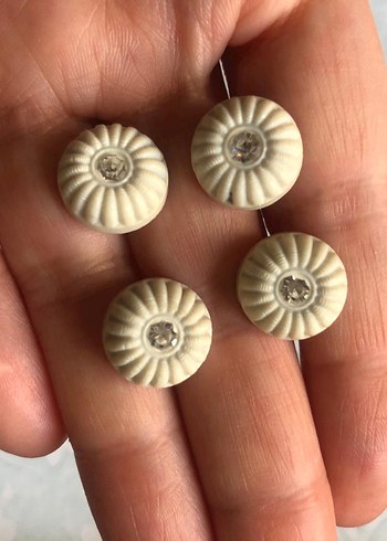 4lü Beyaz taşlı vintage düğme - Görsel 7