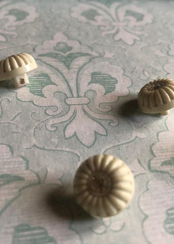 4lü Beyaz taşlı vintage düğme - Görsel 6