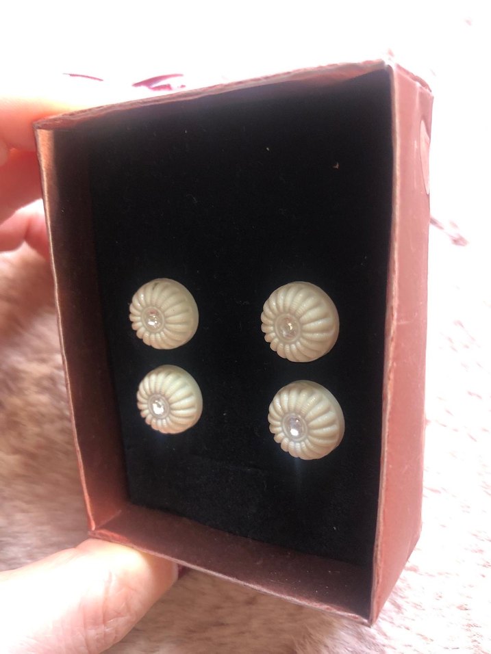 4lü Beyaz taşlı vintage düğme - Görsel 3