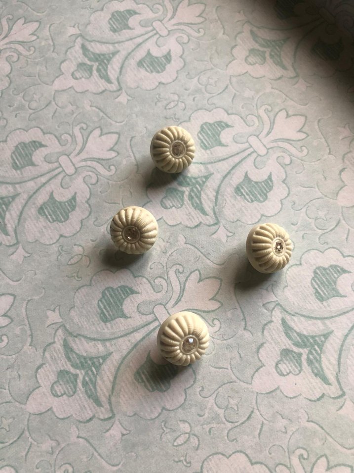 4lü Beyaz taşlı vintage düğme - Görsel 5