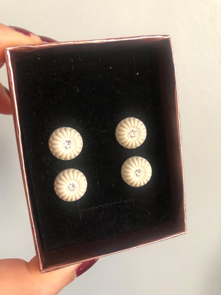 4lü Beyaz taşlı vintage düğme - Görsel 4