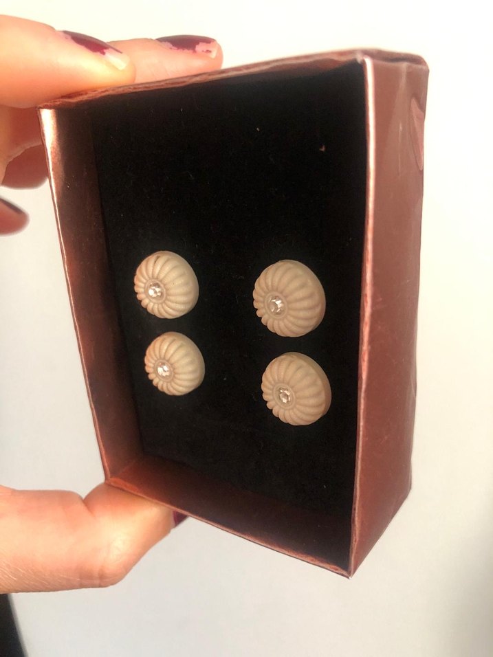 4lü Beyaz taşlı vintage düğme - Görsel 2