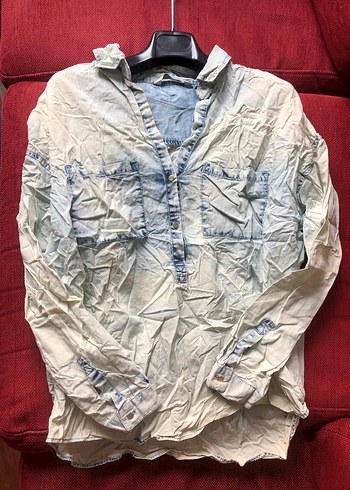 Mango jeans salaş kot gömlek - Görsel 6