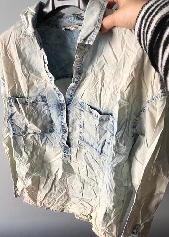 Mango jeans salaş kot gömlek - Görsel 4