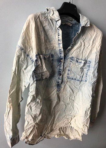 Mango jeans salaş kot gömlek - Görsel 14