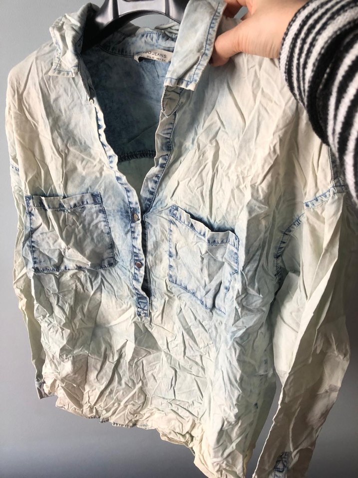 Mango jeans salaş kot gömlek - Görsel 4