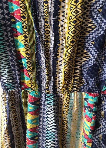 Savori etnik desenli midi elbise - Görsel 12