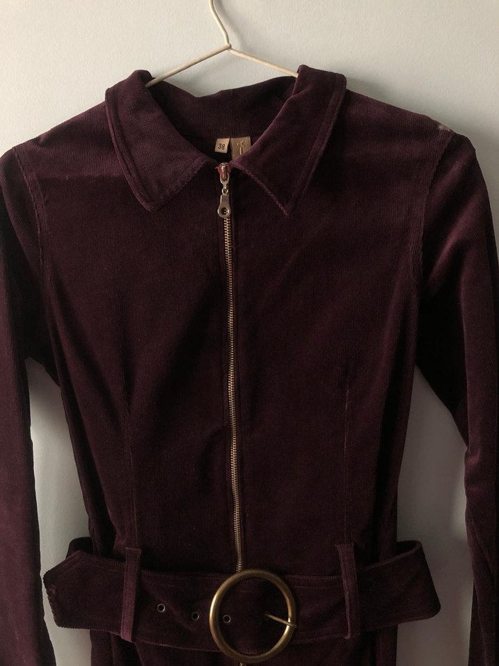 Y london mürdüm kadife uzun elbise - Görsel 2