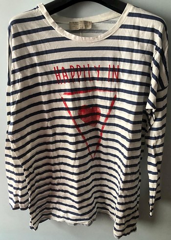 Zara çizgili uzun bluz - Görsel 4