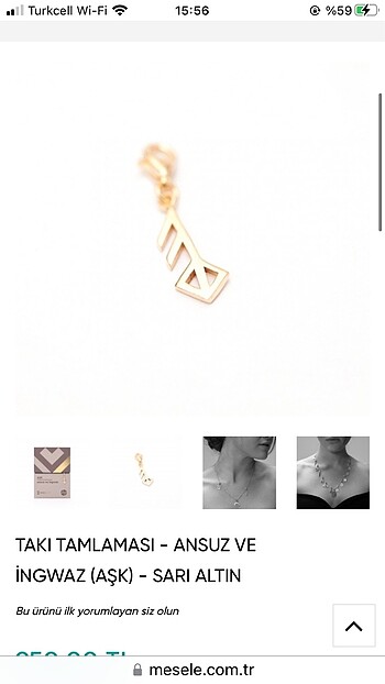 Mesele design aşk (Ansuz ve İngwaz) kolye ucu - Görsel 3