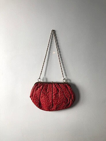 Kırmızı hakiki deri vintage çanta (avrupa yakası'ndan)