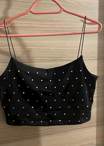 Taşlı askılı crop