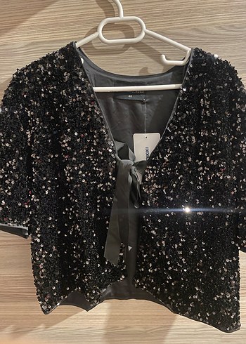 Kız Siyah Payetli Bolero - Görsel 3