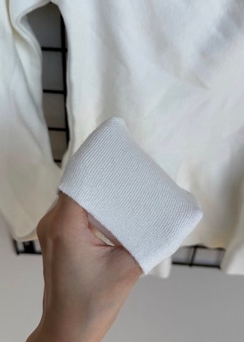 Beyaz Triko Uzun Kollu Kadın Bluz - Görsel 5