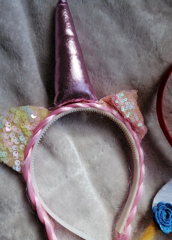 Renkli unicorn  ve keçeli çiçekli Çocuk Taç Seti - Görsel 2