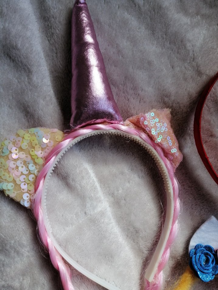 Renkli unicorn  ve keçeli çiçekli Çocuk Taç Seti - Görsel 2