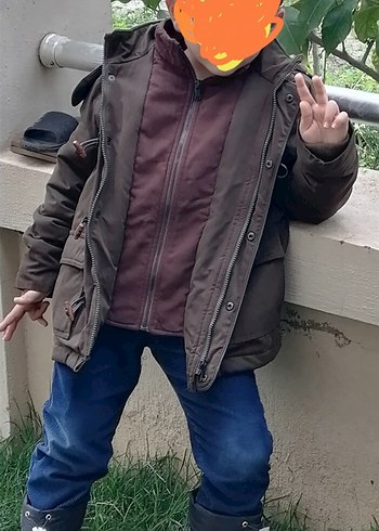 Kahverengi ve Haki renl Erkek Çocuk Street Wear Mont - Görsel 4