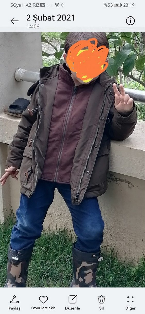 Kahverengi ve Haki renl Erkek Çocuk Street Wear Mont - Görsel 4