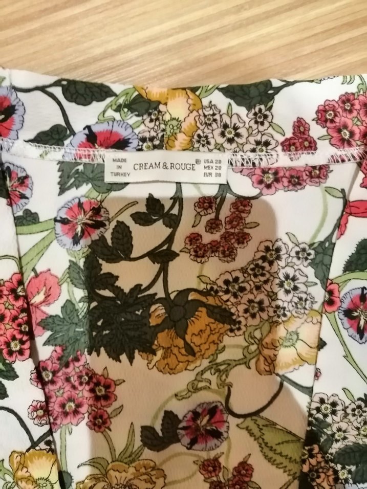 Cream rouge marka 
Çiçek Desenli Uzun Kollu pareo kaftan - Görsel 3