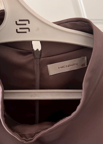 Drapeli Uzun Kollu Kahverengi Abiye Elbise - Görsel 4