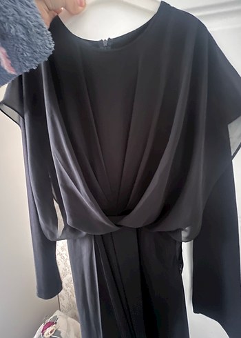 Uzun Kollu Drapeli Siyah tulum - Görsel 3