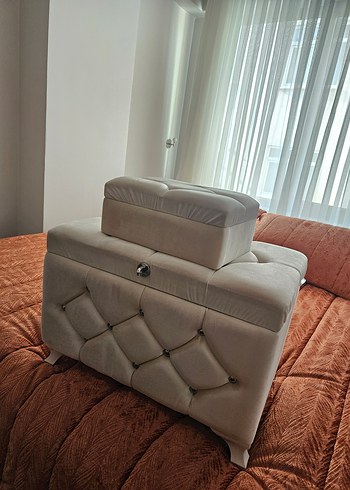 Bej Kadife Makyaj Organizer Kutusu - Görsel 2